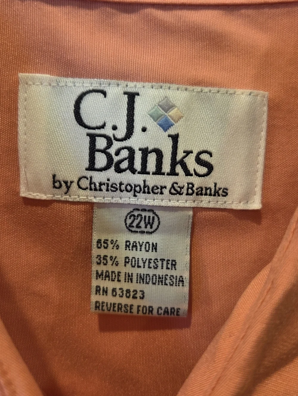 CJ Banks Coral Short Sleeve Button Down Utility Shirt Plus Size 22W